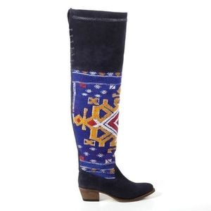 Cobra Society Zues Thigh High Suede Festival Tapestry Boots Size 35 (US 5-5.5)